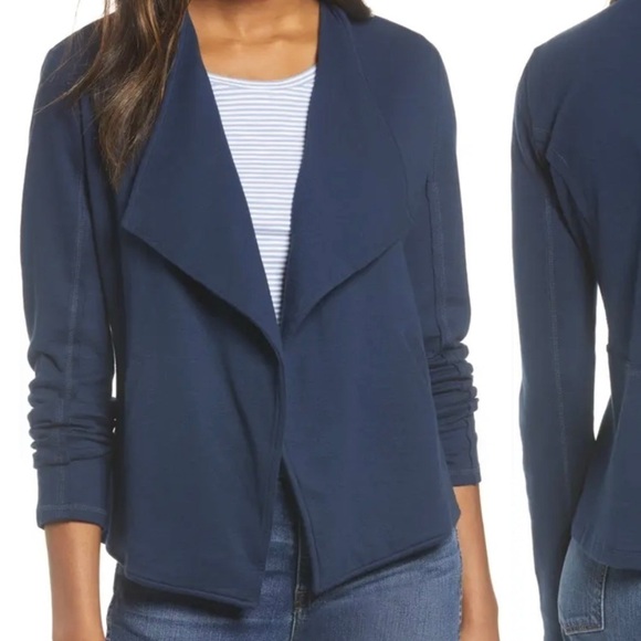 Jackets & Blazers - Calson Woman’s Size Large Navy Cotton Open Cardigan Jacket